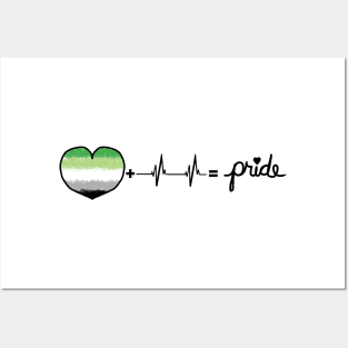 Aromantic Pride Heart + Heartbeat = Pride Design Posters and Art